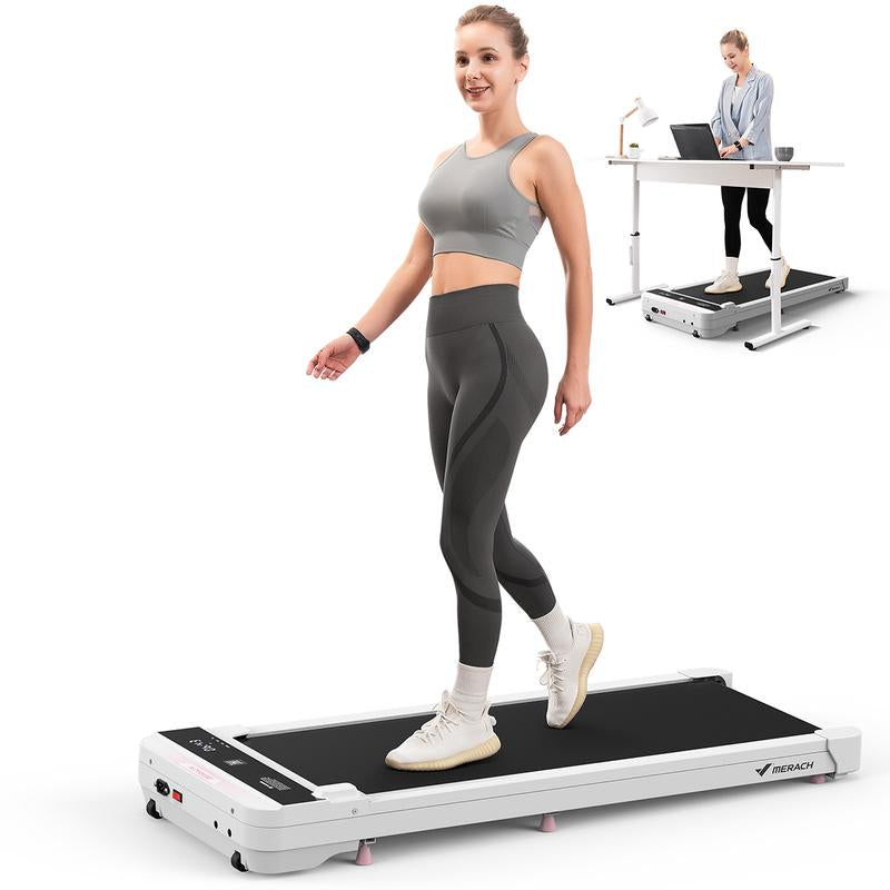 Fathersdaygif MERACH under Desk Treadmill, 2-In-1 Walking Pad for Walking and Jogging 2.5HP Low-Noise Treadmill with Remote Control Lanyard 265Lbs Weight Capacity