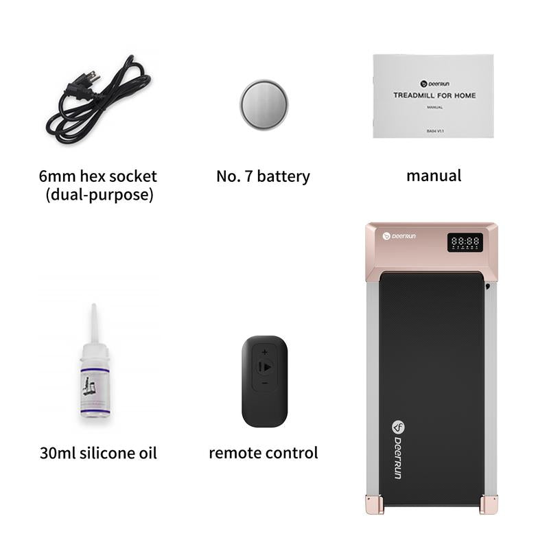 【Pitpat&Deerrun】Q1 Urban Walking Pad 2 in 1 under Desk Treadmill 2.5HP Low Noise Walking Pad Running Jogging Machine with Remote Control for Home Office, Lightweight Portable Desk Treadmill Installation Free Gold