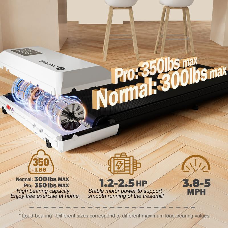 【Pitpat&Deerrun】Q1 Urban Walking Pad 2 in 1 under Desk Treadmill 2.5HP Low Noise Walking Pad Running Jogging Machine with Remote Control for Home Office, Lightweight Portable Desk Treadmill Installation Free Gold