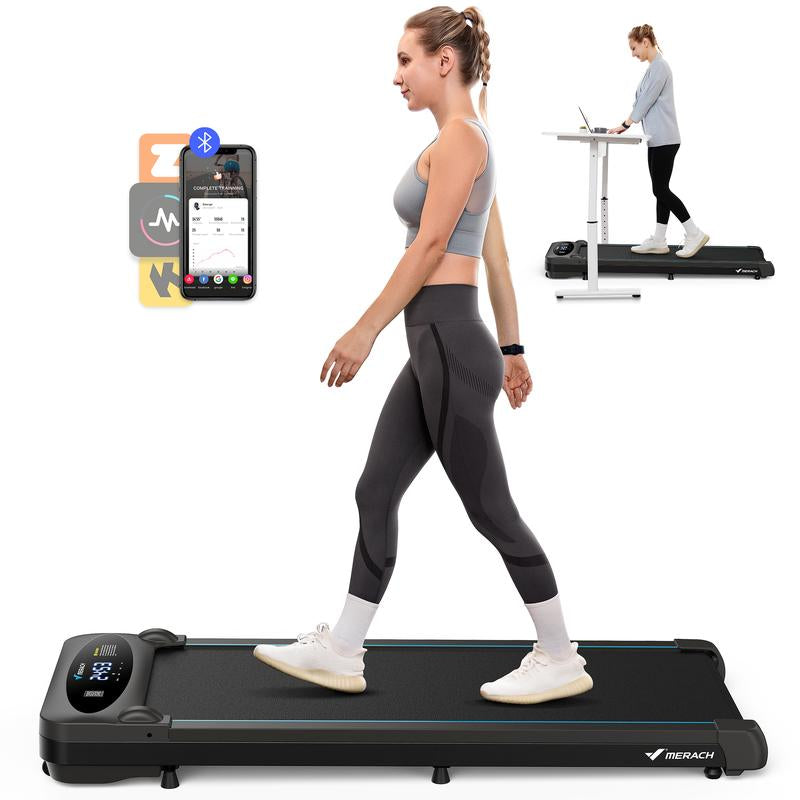 Fathersdaygif MERACH under Desk Treadmill, 2-In-1 Walking Pad for Walking and Jogging 2.5HP Low-Noise Treadmill with Remote Control Lanyard 265Lbs Weight Capacity