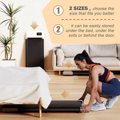 【Pitpat&Deerrun】Q1 Urban Walking Pad 2 in 1 under Desk Treadmill 2.5HP Low Noise Walking Pad Running Jogging Machine with Remote Control for Home Office, Lightweight Portable Desk Treadmill Installation Free Gold