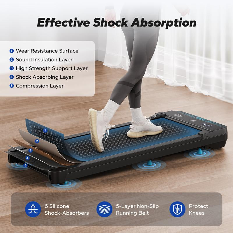 Fathersdaygif MERACH under Desk Treadmill, 2-In-1 Walking Pad for Walking and Jogging 2.5HP Low-Noise Treadmill with Remote Control Lanyard 265Lbs Weight Capacity