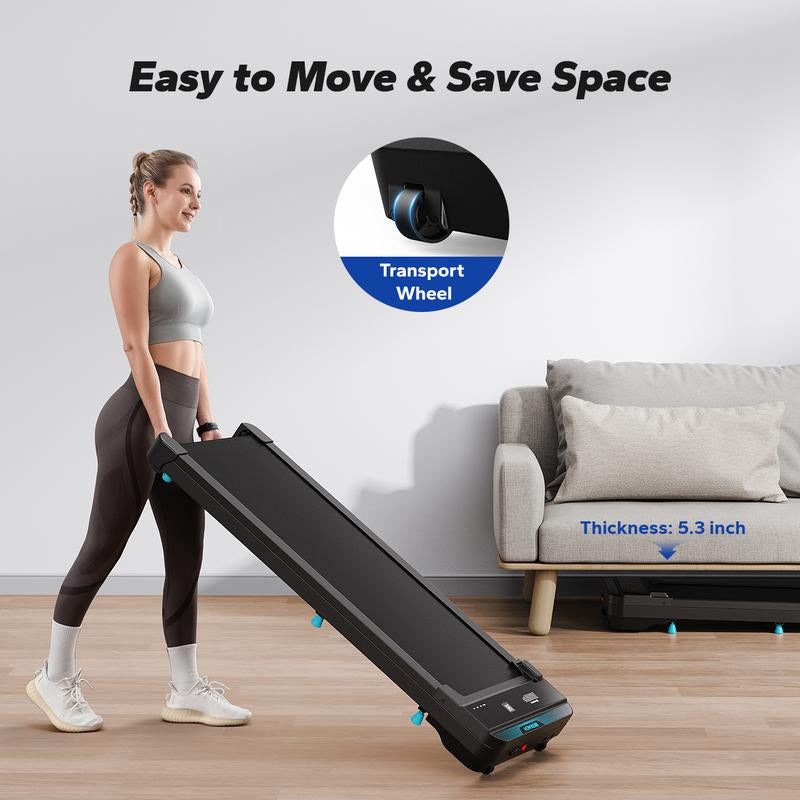 Fathersdaygif MERACH under Desk Treadmill, 2-In-1 Walking Pad for Walking and Jogging 2.5HP Low-Noise Treadmill with Remote Control Lanyard 265Lbs Weight Capacity