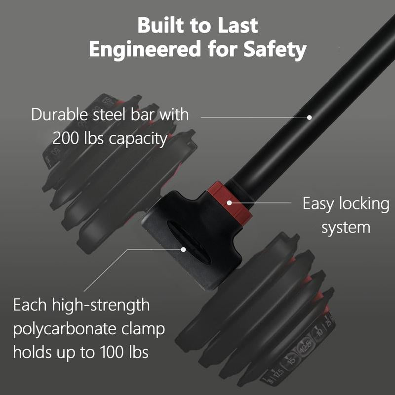 1PC Dumbbell Converter Bar, Adjustable Dumbbell to Barbell Converter, up to 200Lbs Weight Capacity, Space-Saving, Easy-To-Use Design for Home Gym and Fitness Enthusiasts