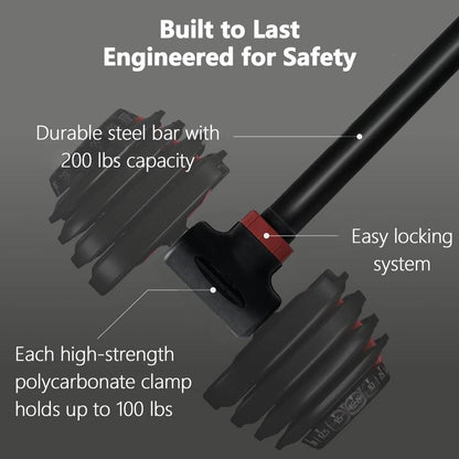 1PC Dumbbell Converter Bar, Adjustable Dumbbell to Barbell Converter, up to 200Lbs Weight Capacity, Space-Saving, Easy-To-Use Design for Home Gym and Fitness Enthusiasts