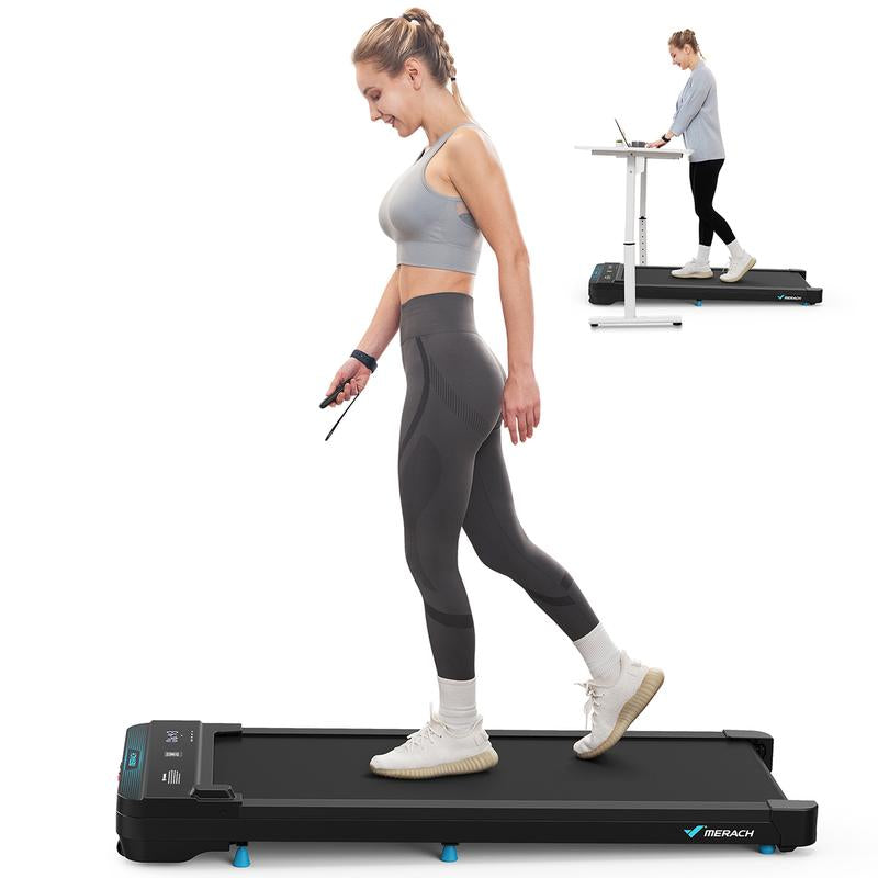 Fathersdaygif MERACH under Desk Treadmill, 2-In-1 Walking Pad for Walking and Jogging 2.5HP Low-Noise Treadmill with Remote Control Lanyard 265Lbs Weight Capacity
