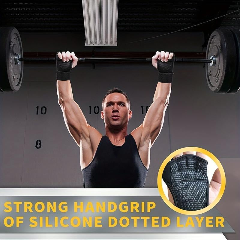 Weight Lifting Training Gloves, 1 Pair Durable Anti-Slip Strength Training Gloves, Wrist Strap Adjustable, Sports Gloves for Grip Men & Women, Gym Protection Accessories